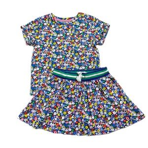 Mini Boden Floral Print Short Sleeve Jersey Top & Tennis Skirt 6-7Y